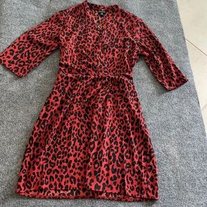 Animal Print Leopard Design Brick and Black Dress